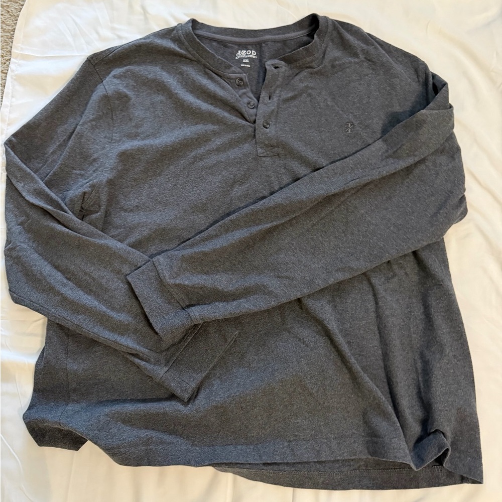 IZOD Men's Heavy Weight Long-Sleeve Henley Shirt - Charcoal Gray. Size XXL